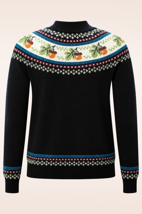 Pretty Vacant - Acorn Fairisle gebreide trui in zwart 2