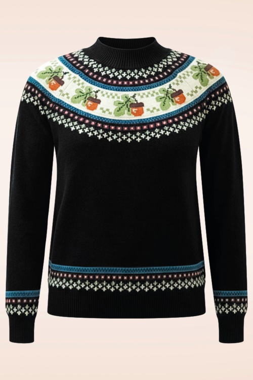 Pretty Vacant - Acorn Fairisle gebreide trui in zwart