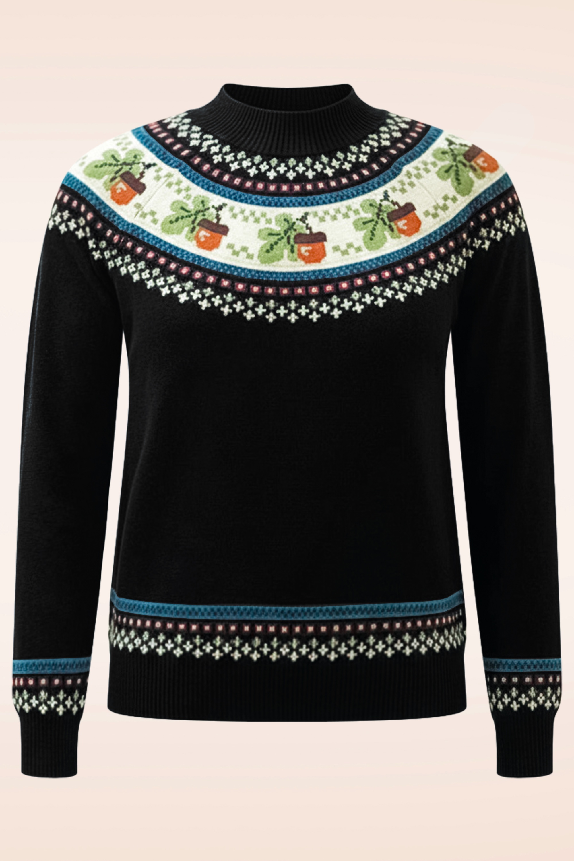 Pretty Vacant - Acorn Fairisle gebreide trui in zwart