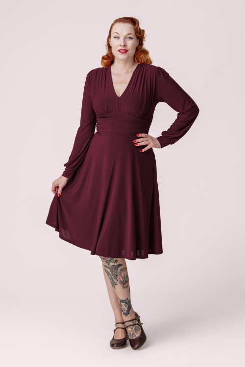 Vintage Chic for Topvintage - Exklusiv bei Topvintage ~ Chanti Slinky Swing Kleid in Waldgrün
