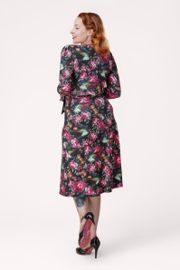 Vintage Chic for Topvintage - Topvintage exclusive ~ Birdy Floral Slinky Midi Dress in Black 3