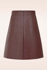 Vintage Chic for Topvintage - Topvintage exclusive ~ Edith Leather Look a-lijn rok in bruinrood 3