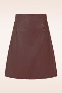 Vintage Chic for Topvintage - Topvintage exclusive ~ Edith Leather Look a-lijn rok in bruinrood