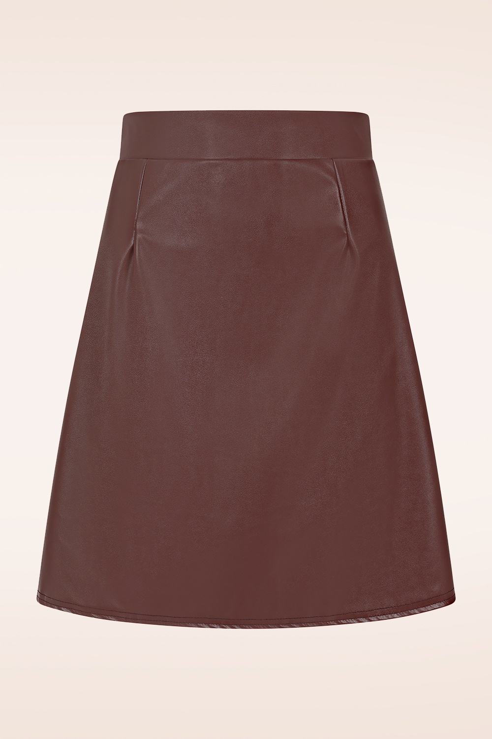 Vintage Chic for Topvintage - Topvintage exclusive ~ Edith Leather Look a-lijn rok in bruinrood