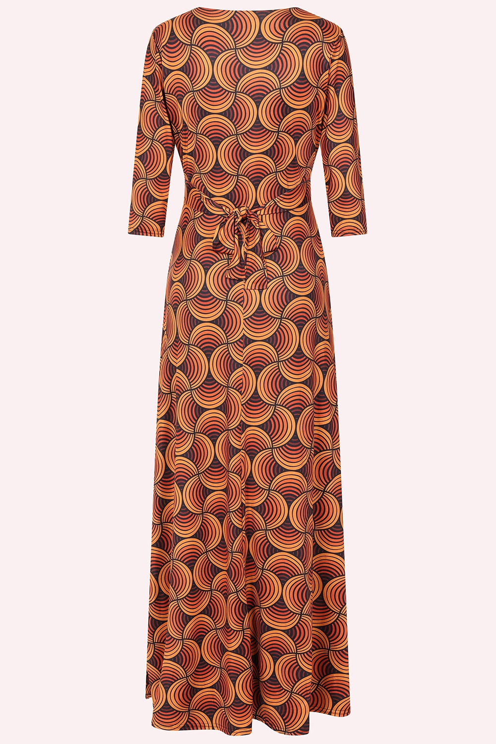 Vintage Chic for Topvintage - Topvintage exclusive ~ Tessy Retro maxi jurk in oranje en zwart 3