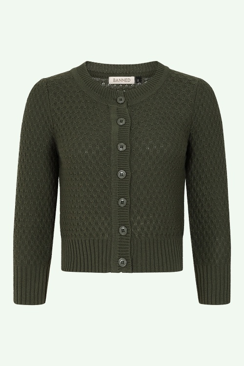 Banned Retro - Fara katoenen vest in olijfgroen 2
