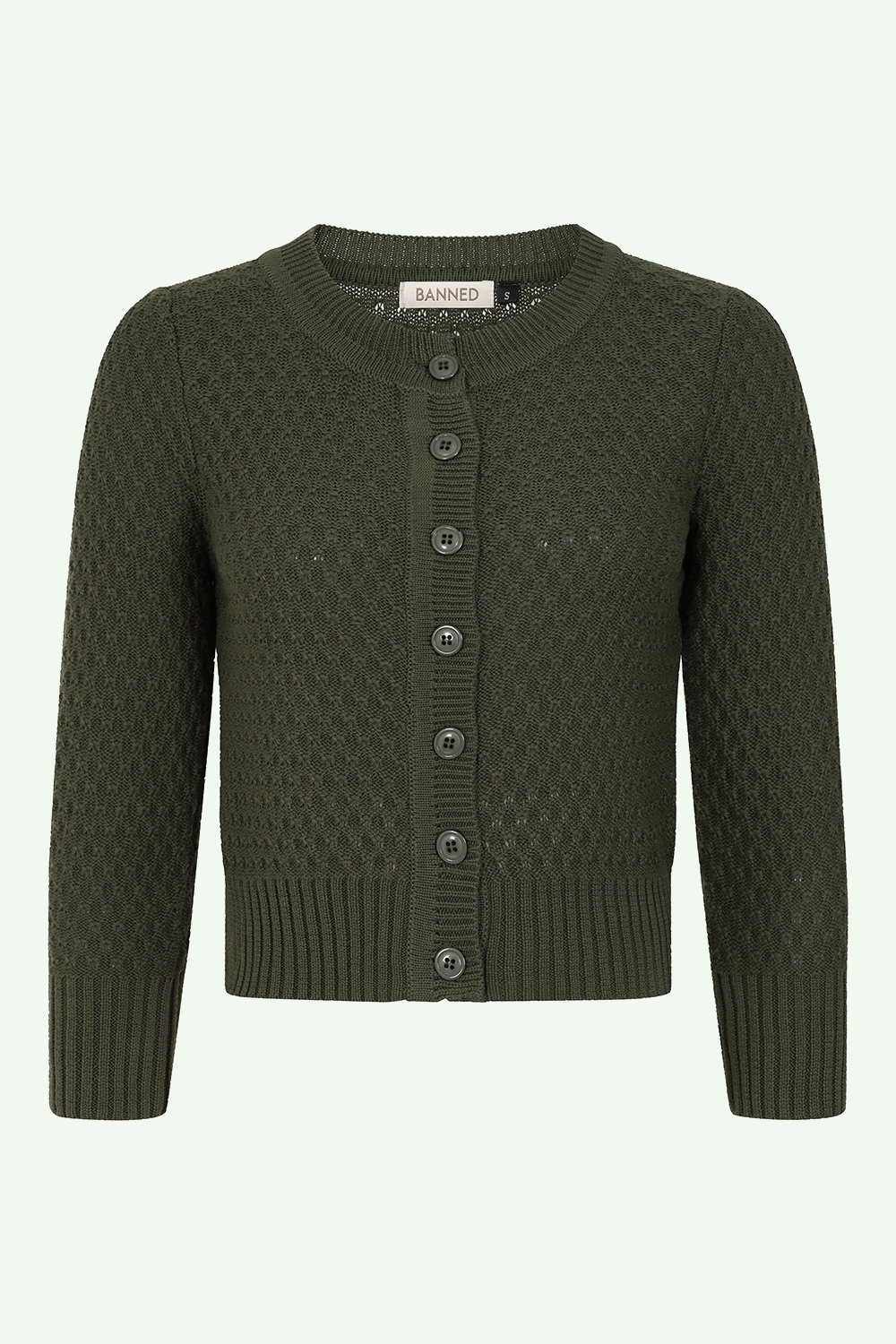 Banned Retro - Fara katoenen vest in olijfgroen 2