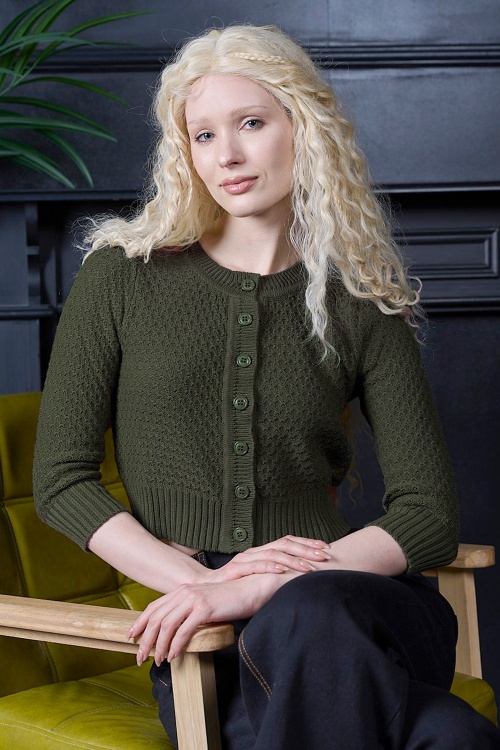 Banned Retro - Fara katoenen vest in olijfgroen