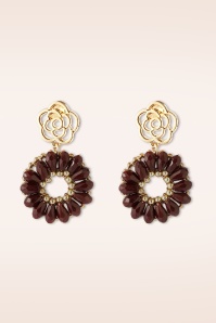 Day&Eve by Go Dutch Label - Midnight Bloom oorbellen in goud en bordeauxrood 2