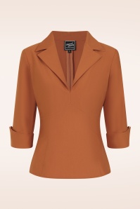 Glamour Bunny Business Babe - Topvintage exclusive ~ Dianne Blouse in Caramel 2