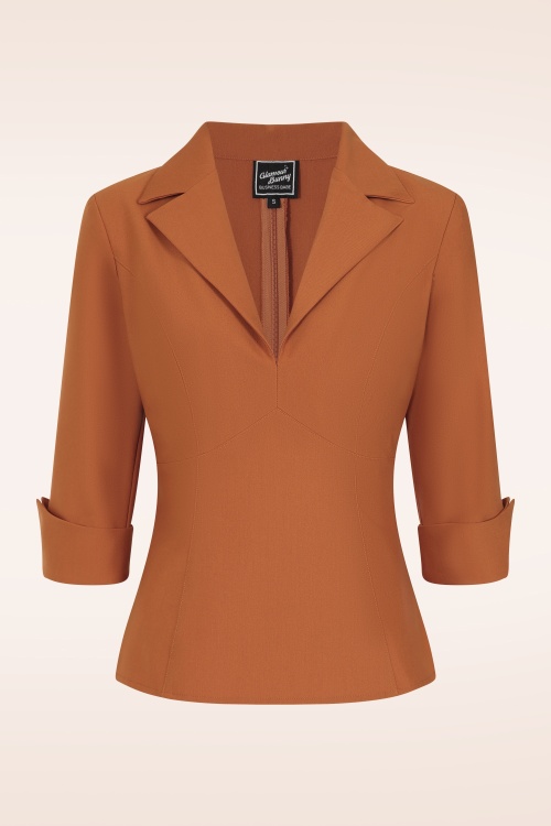 Glamour Bunny Business Babe - Topvintage exclusive ~ Dianne Blouse in Caramel 2