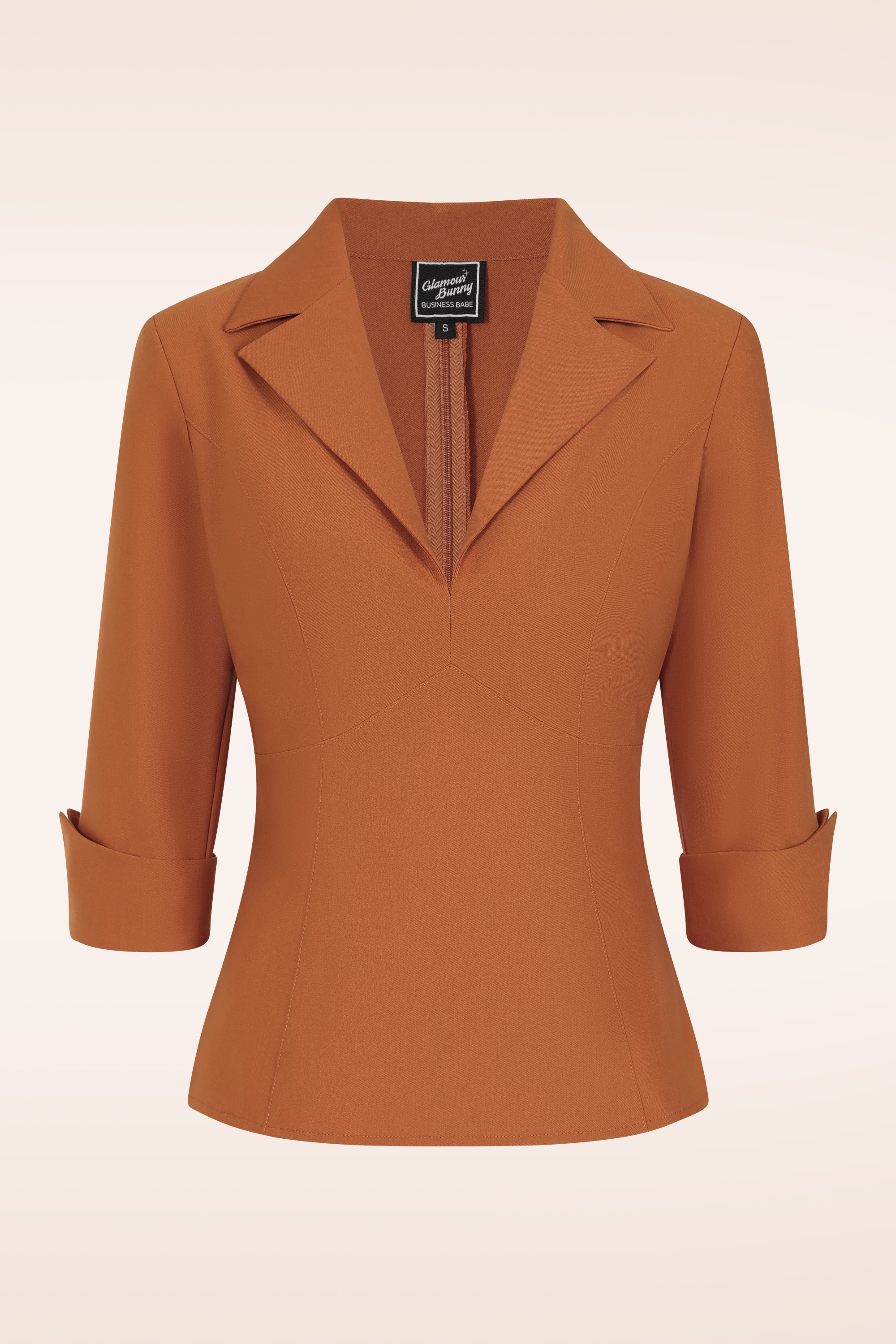 Glamour Bunny Business Babe - Topvintage exclusive ~ Dianne Blouse in Caramel 2