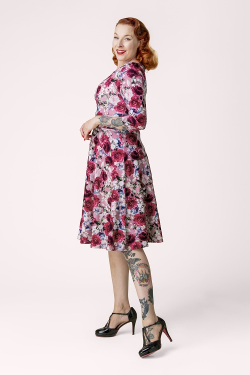 Vintage Chic for Topvintage - Topvintage exclusive ~ Tess Floral Swing Dress in Pink 3