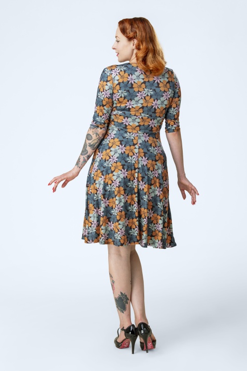Vintage Chic for Topvintage - Topvintage exclusive ~ Aria Floral Swing Dress in Brown 3