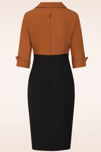 Glamour Bunny Business Babe - Exklusiv bei Topvintage ~ Dianne Two Tone Bleistiftkleid in Schwarz und Karamell 4