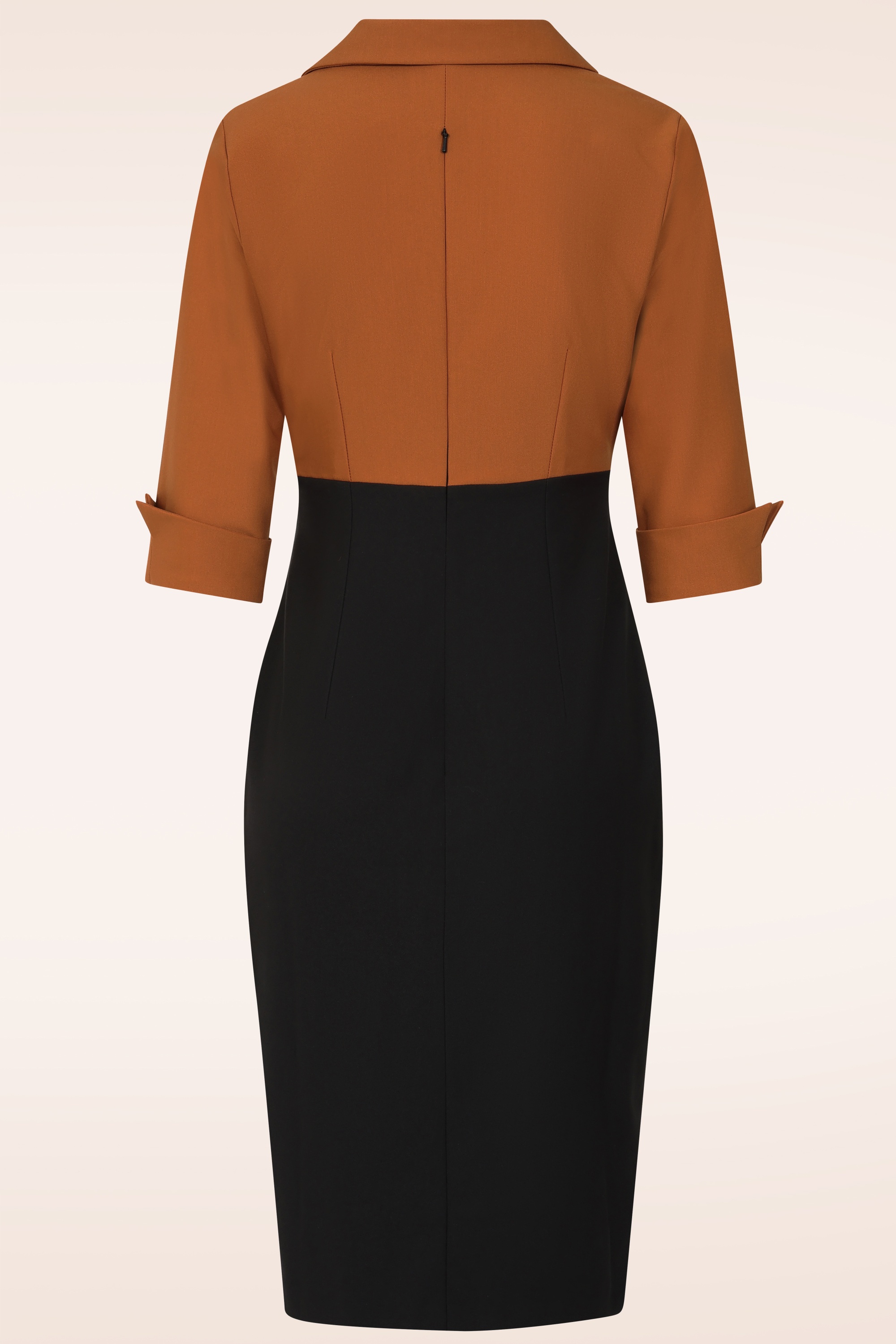 Glamour Bunny Business Babe - Exklusiv bei Topvintage ~ Dianne Two Tone Bleistiftkleid in Schwarz und Karamell 4