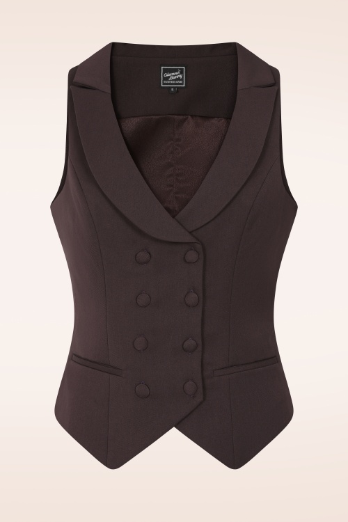 Glamour Bunny Business Babe - Exclusivité Topvintage  ~ Gilet de tailleur Willow en marron 2