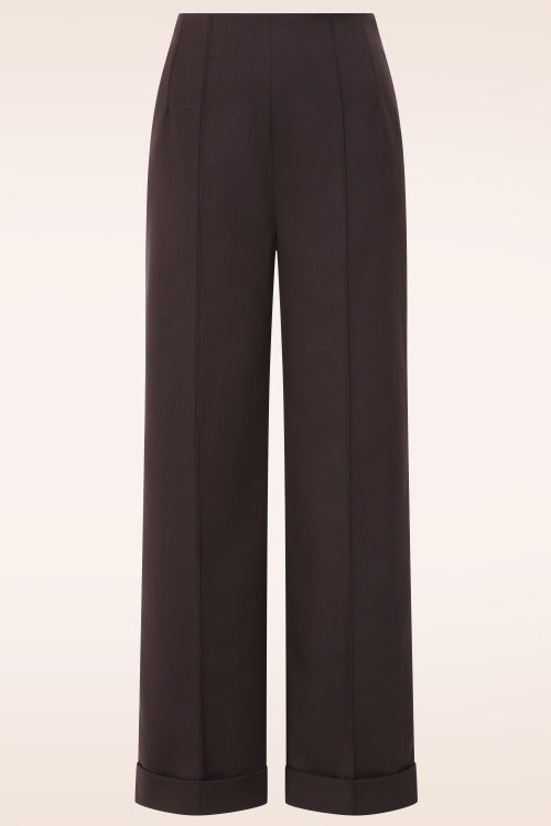 Glamour Bunny Business Babe - Exclusivité Topvintage ~ Pantalon habillé Diadora en marron 2