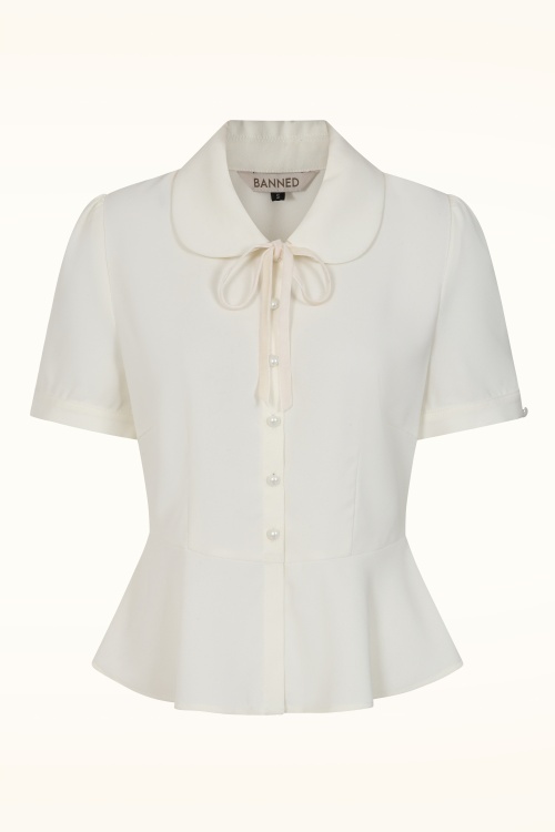 Banned Retro - Prue Bluse in Elfenbein 2