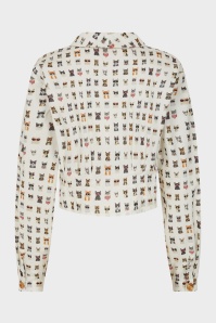 Banned Retro - Cherry Cool Cat Blouse in White 4