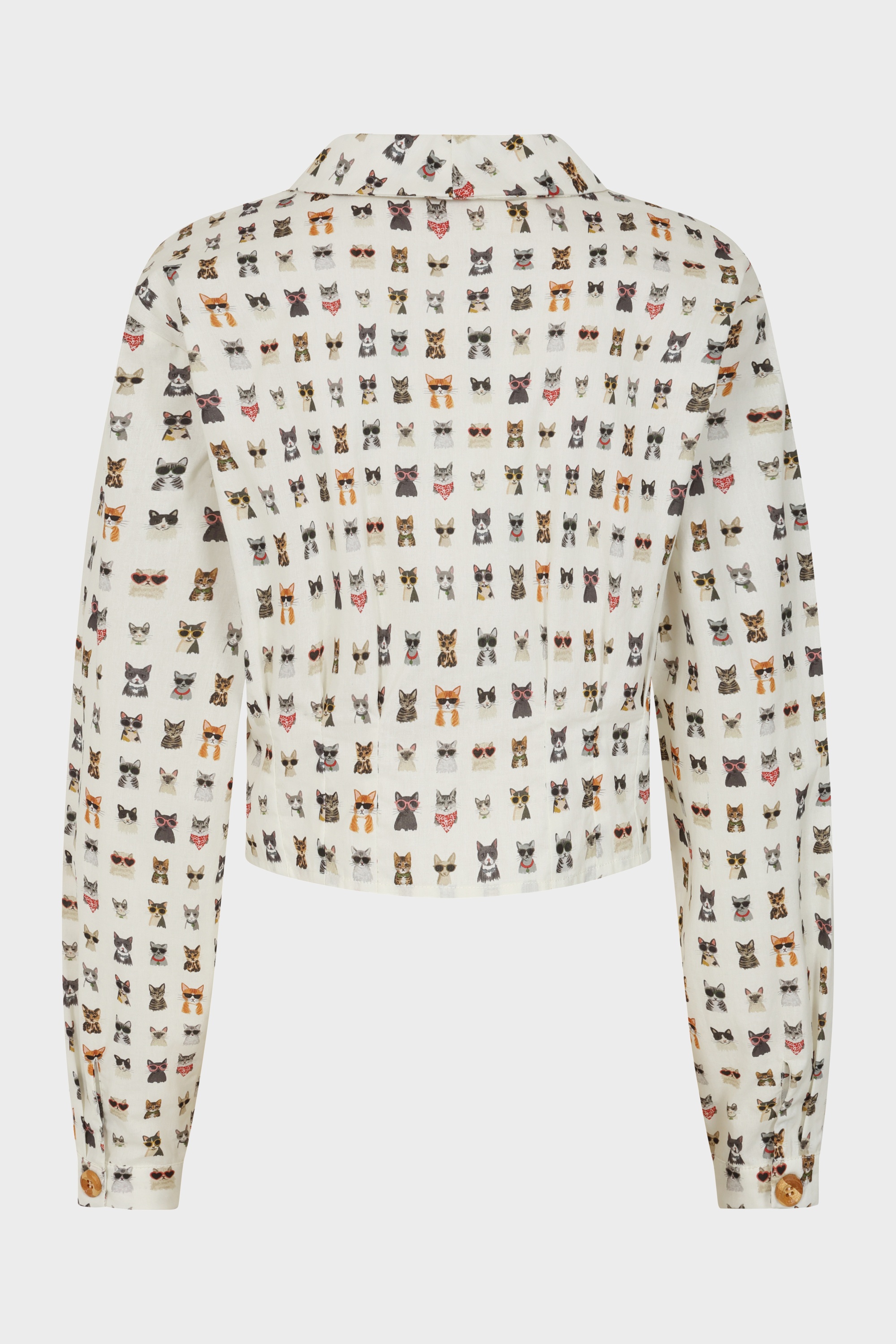 Banned Retro - Cherry Cool Cat Blouse in White 4