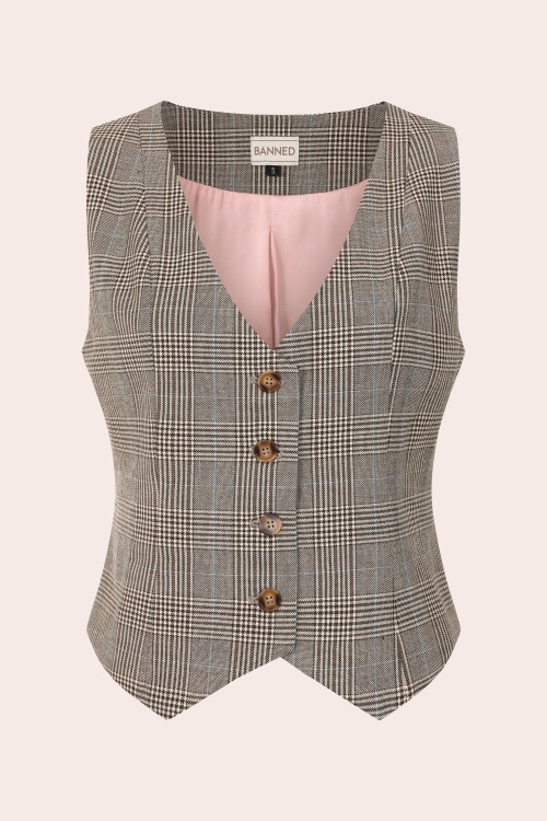 Banned Retro - Selma Prince Of Wales Waistcoat in Brown 2