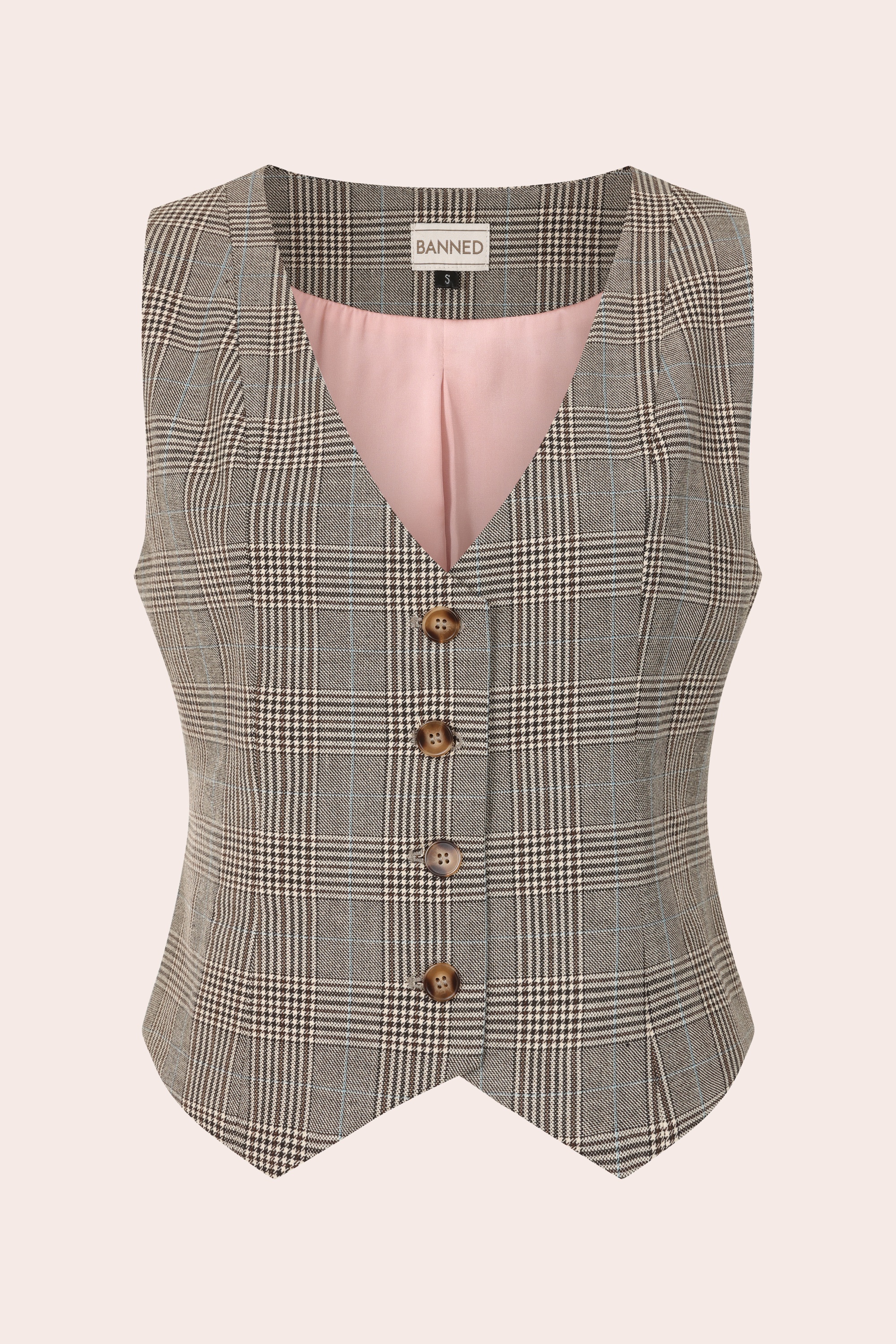 Banned Retro - Selma Prince Of Wales Waistcoat in Brown 2