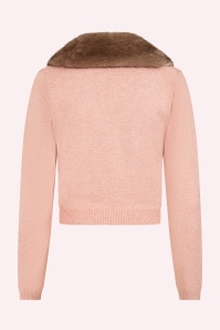 Banned Retro - Gilet en maille à col en fausse fourrure Sonia en rose 4