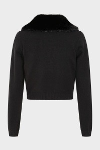 Banned Retro - Gilet en maille à col en fausse fourrure Sonia en noir 4