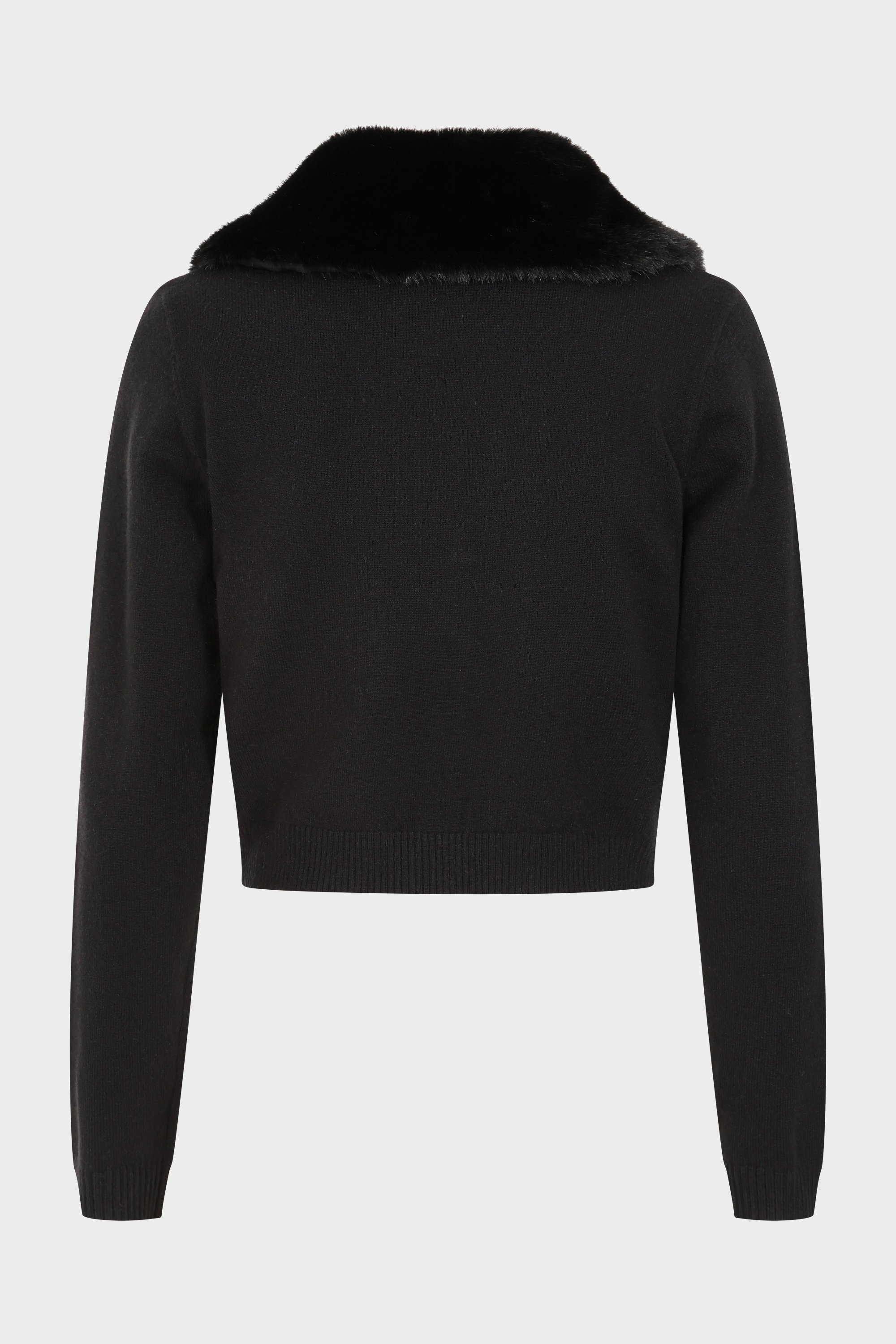 Banned Retro - Gilet en maille à col en fausse fourrure Sonia en noir 4