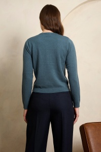 Banned Retro - Angela Bow Cardigan in Teal 3