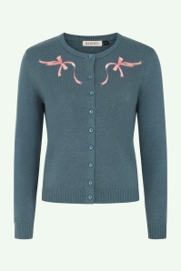 Banned Retro - Angela Bow Cardigan in Teal 2
