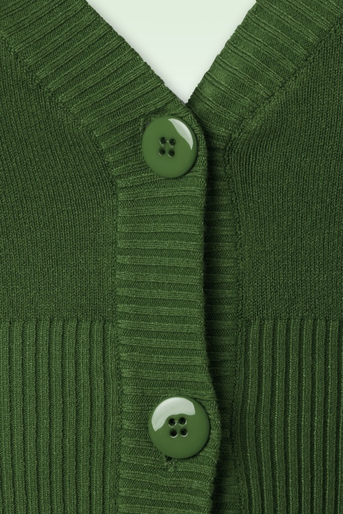 Banned Retro - 50s Lets Go Dancing Cardigan in Olive Green 5