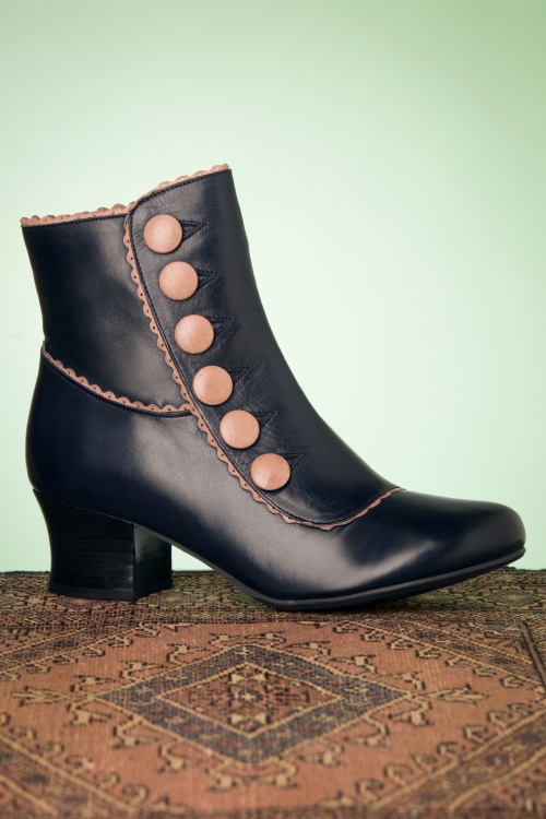 Miz Mooz - 40s Fido Leather Ankle Booties in Dark Denim 2