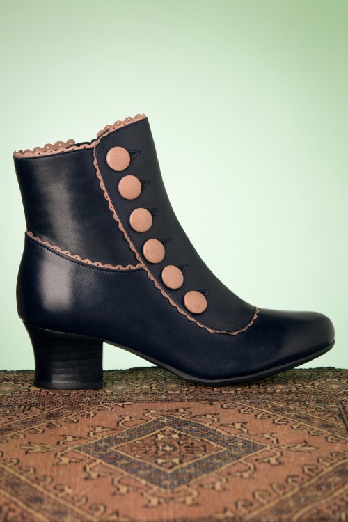 Miz Mooz - 40s Fido Leather Ankle Booties in Dark Denim