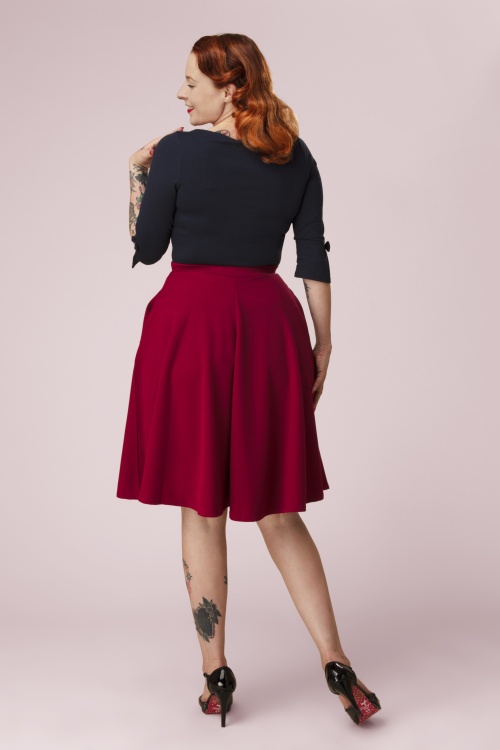 Vintage Chic for Topvintage - Exclusivité Topvintage ~ Jupe swing Sheila en bordeaux 3