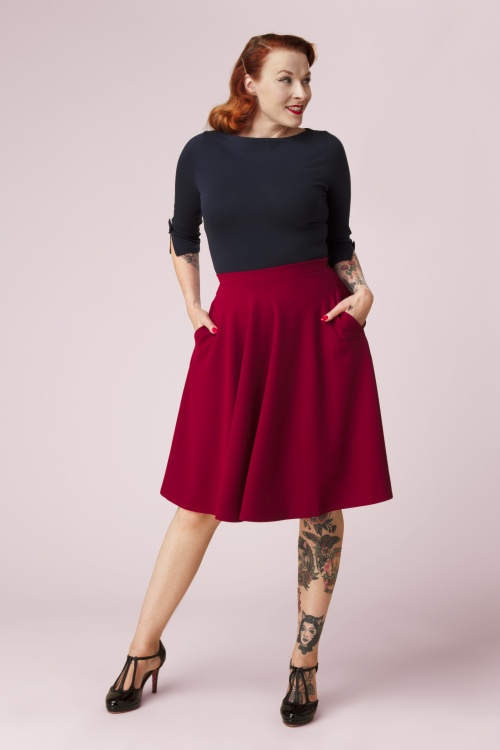 Vintage Chic for Topvintage - Topvintage exclusive ~ Sheila swingrok in wijnrood