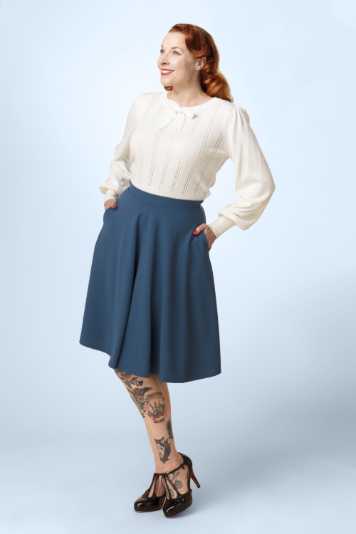Vintage Chic for Topvintage - Topvintage exclusive ~ Sheila swing rok in gebroken wit