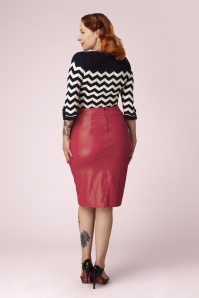Vintage Chic for Topvintage - Topvintage exclusive ~ Lena Leather Look Pencil Skirt in Red 3