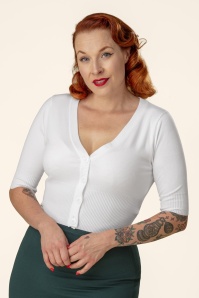 Banned Retro - Overload Cardigan Années 50 en blanc neige