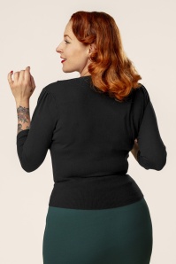 Banned Retro - Cat Scallop Collar cardigan in zwart 3