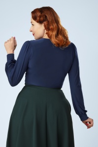 Vintage Chic for Topvintage - Topvintage exclusive ~ Abigail Long Sleeve Top in Navy 3