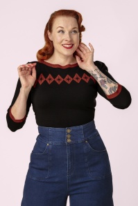 Banned Retro - Pull Atomic Star en Noir et Rouge