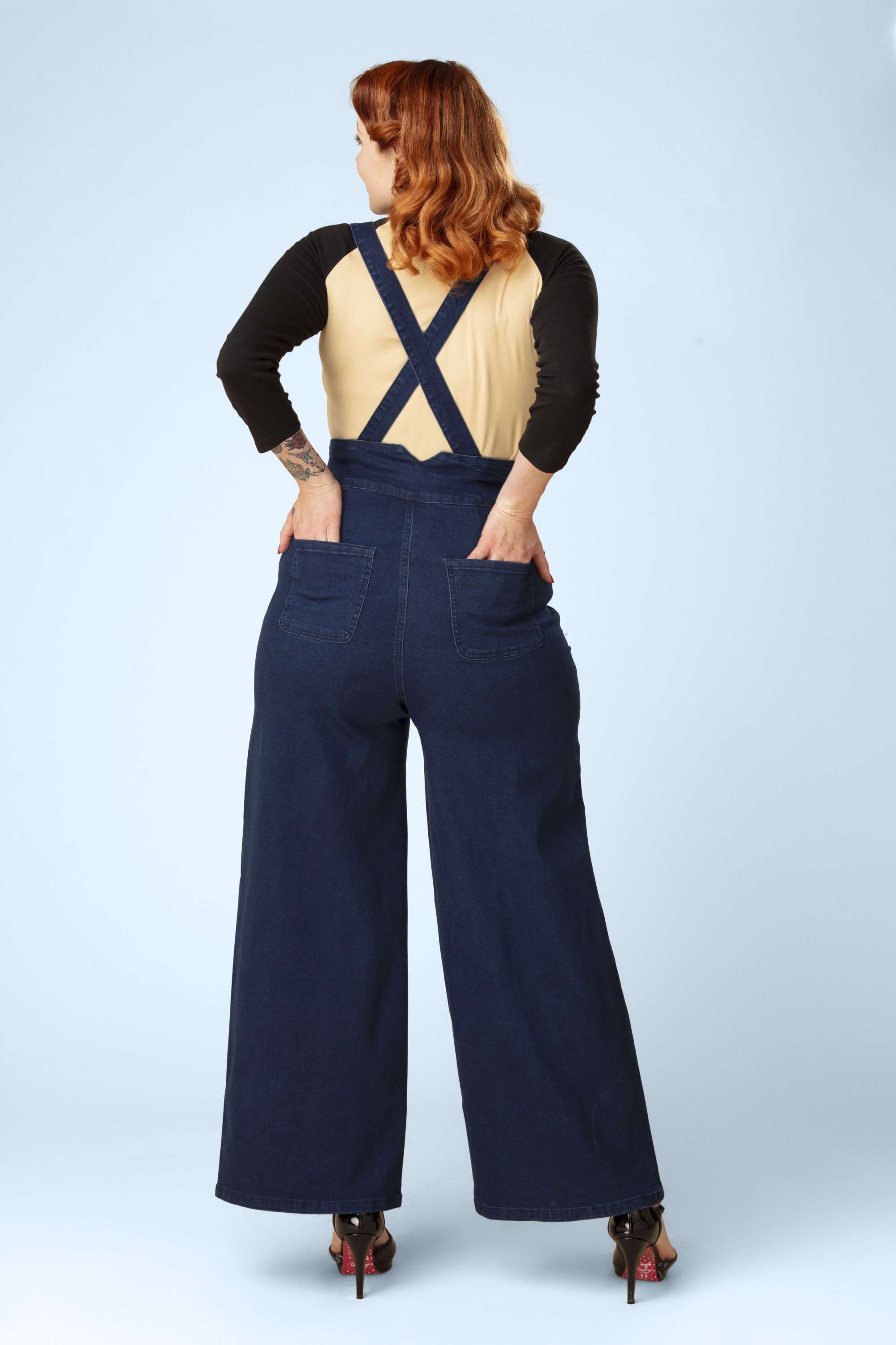 Banned Retro - Denim Day Trousers in Denim Blue 2