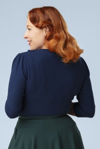Banned Retro - Gilet Cat Scallop Collar en bleu nuit 3