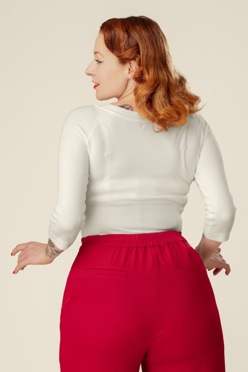 Banned Retro - Pretty Illusion top in gebroken wit 3