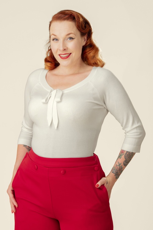Banned Retro - Haut Pretty Illusion en blanc cassé