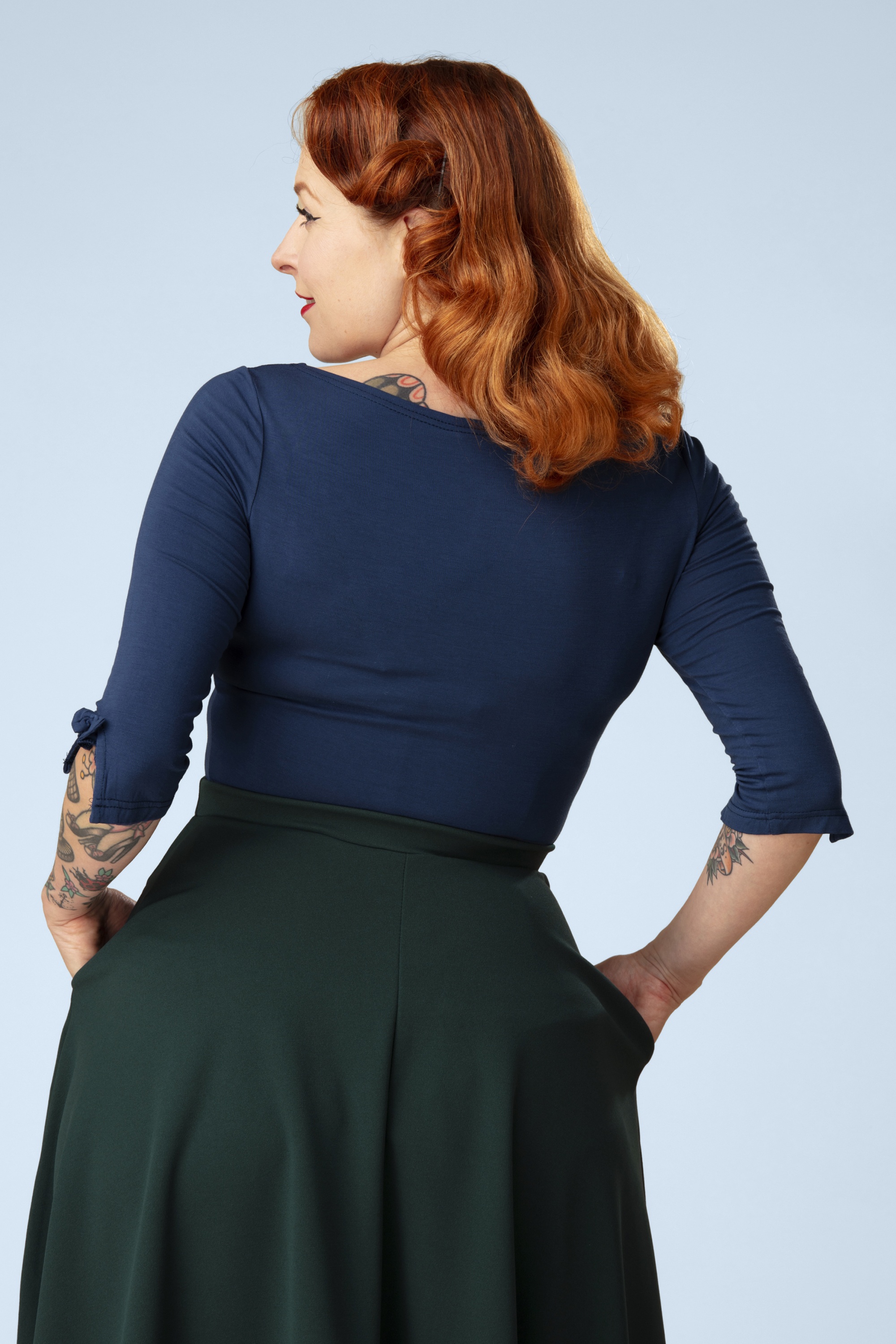 Banned Retro - Modern Love Top in marineblauw 3