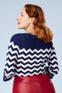 Banned Retro - Vanilla Top en Bleu Marine et Blanc 3