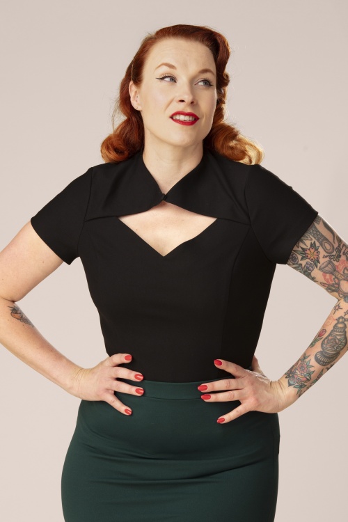 Rock-a-Booty - Topvintage exclusive ~ Lena top in zwart